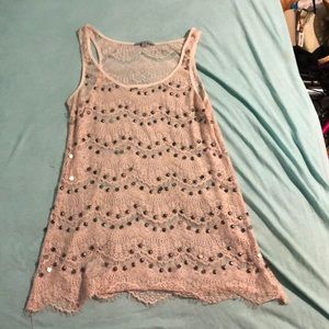 Charlotte Russe Crochet Lacey Sequin Tank